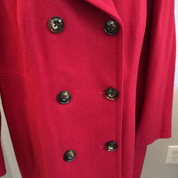Anne Klein Red Double-Breasted Peacoat - Picture 5 of 12